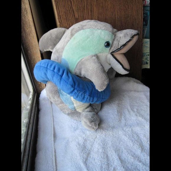 Dolphin with Float Ring Tube Soft Stuffed Plush Animal Marine Mammal Mascot Gift - Picture 6 of 6